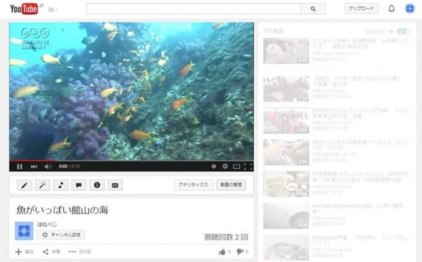 youtubeの動画公開ページ